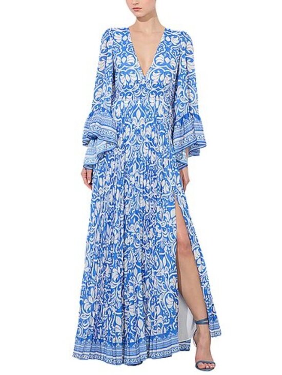 Alice + Olivia Dresses & Skirts - NWT Alice + Olivia Selene Pleated Maxi Dress Soiree True Blue Floral Size 8 $895